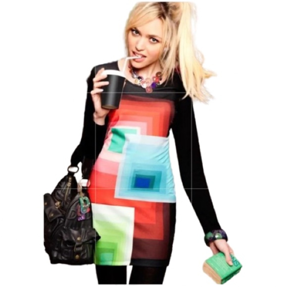 NWT Desigual Ymanga Multicolor Women’s Shift Dress, says,M,but small or x small!